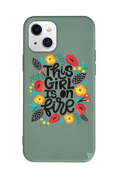 Girl is on Fire Lansman Model İçi Kadife Silikon Telefon Kılıfı – Plus Serisine Özel