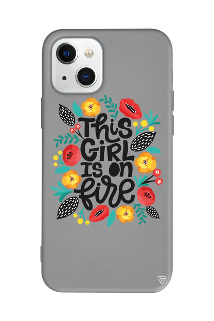 Girl is on Fire Lansman Model İçi Kadife Silikon Telefon Kılıfı – Plus Serisine Özel