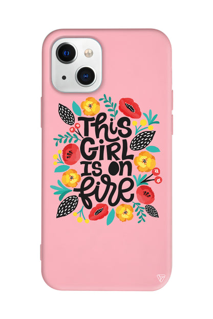 Girl is on Fire Lansman Model İçi Kadife Silikon Telefon Kılıfı – Plus Serisine Özel