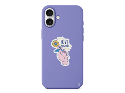 Love Yourself Lansman Model İçi Kadife Silikon Telefon Kılıfı – Plus Serisine Özel