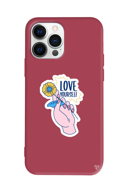 Love Yourself Lansman Model İçi Kadife Silikon Telefon Kılıfı