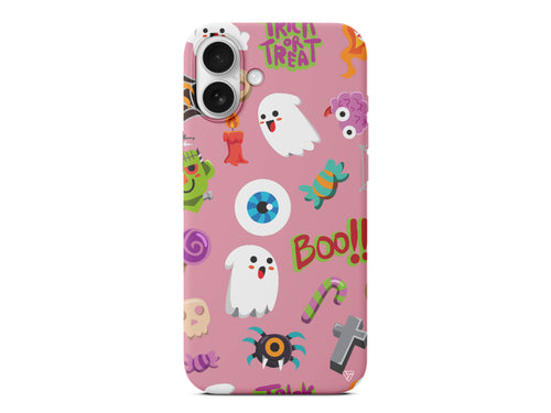 Halloween Trick Or Treat Lansman Model İçi Kadife Silikon Telefon Kılıfı – Plus Serisine Özel