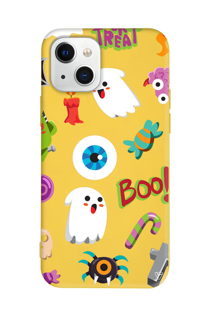 Halloween Trick Or Treat Lansman Model İçi Kadife Silikon Telefon Kılıfı – Plus Serisine Özel