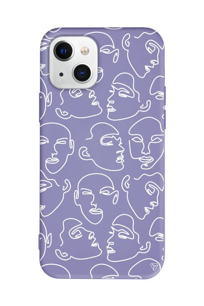 Cizgisel Yuzler Lansman Model İçi Kadife Silikon Telefon Kılıfı