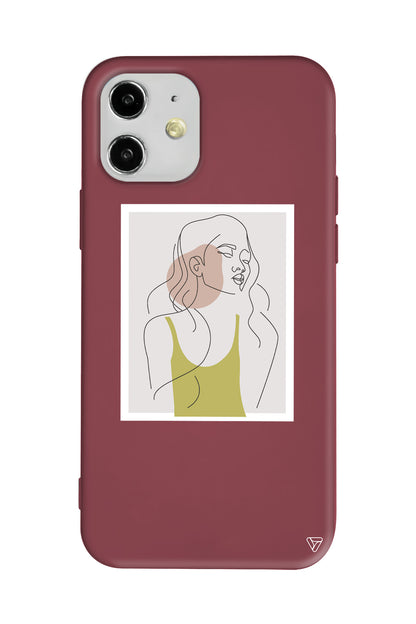 Cizgisel Portre Lansman Model İçi Kadife Silikon Telefon Kılıfı