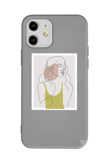 Cizgisel Portre Lansman Model İçi Kadife Silikon Telefon Kılıfı