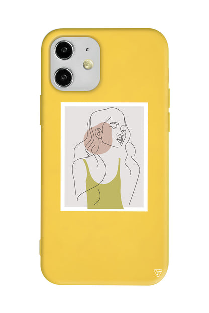 Cizgisel Portre Lansman Model İçi Kadife Silikon Telefon Kılıfı