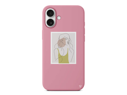 Cizgisel Portre Lansman Model İçi Kadife Silikon Telefon Kılıfı