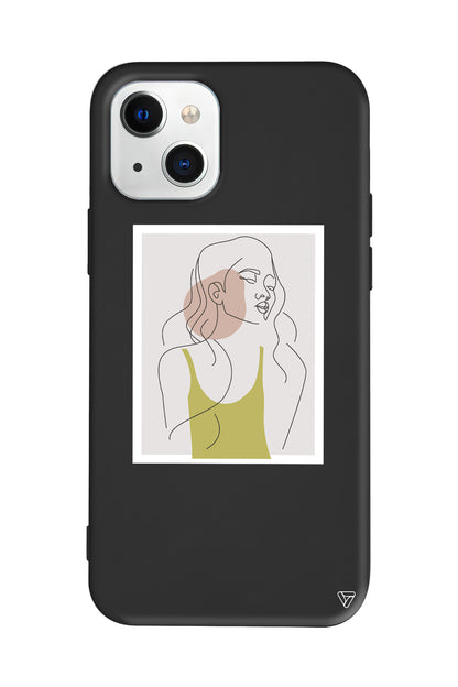 Cizgisel Portre Lansman Model İçi Kadife Silikon Telefon Kılıfı