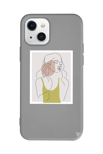 Cizgisel Portre Lansman Model İçi Kadife Silikon Telefon Kılıfı