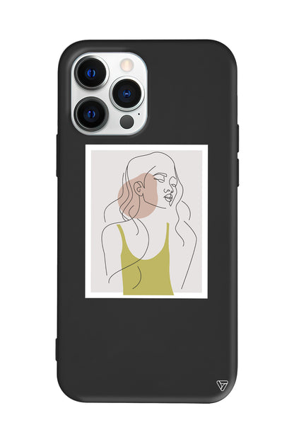 Cizgisel Portre Lansman Model İçi Kadife Silikon Telefon Kılıfı