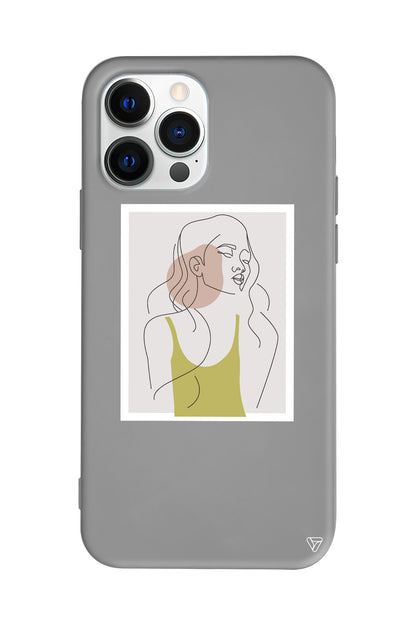 Cizgisel Portre Lansman Model İçi Kadife Silikon Telefon Kılıfı