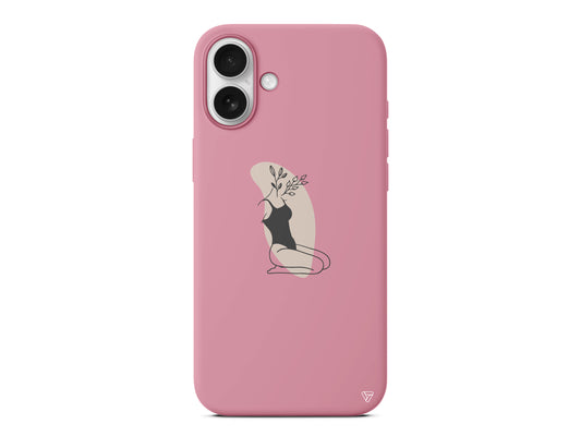 Flower Girl Sitting Lansman Model İçi Kadife Silikon Telefon Kılıfı – Plus Serisine Özel