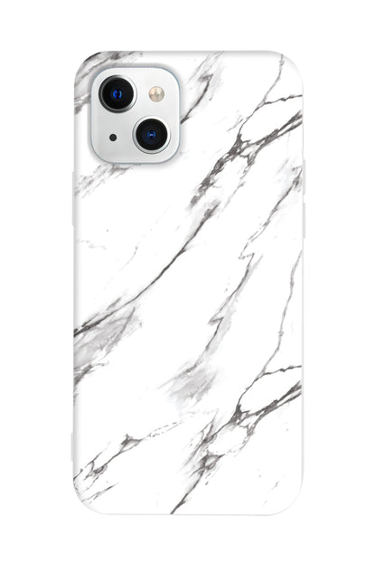 Beyaz Mermer 2 Lansman Model İçi Kadife Silikon Telefon Kılıfı – Plus Serisine Özel