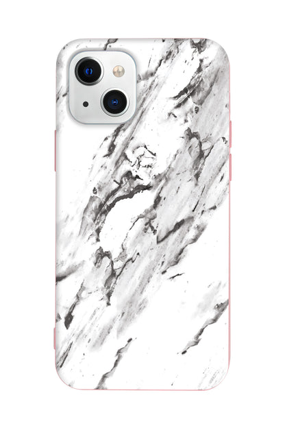 Beyaz Mermer 3 Lansman Model İçi Kadife Silikon Telefon Kılıfı – Plus Serisine Özel