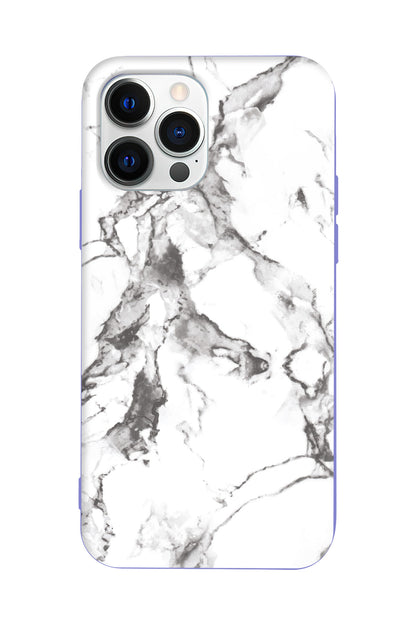 Beyaz Mermer 4 Lansman Model İçi Kadife Silikon Telefon Kılıfı