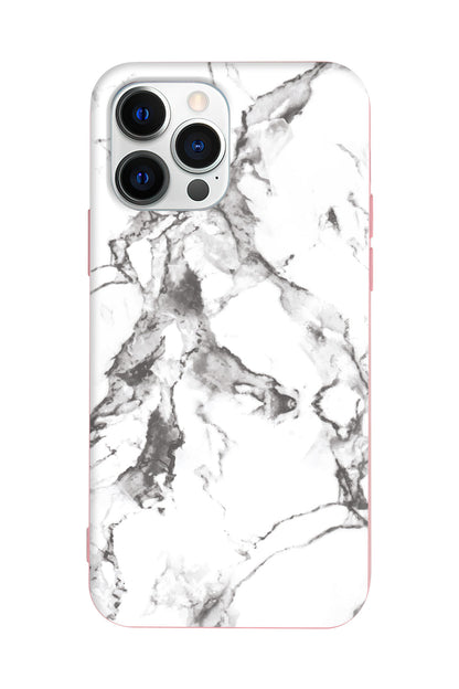 Beyaz Mermer 4 Lansman Model İçi Kadife Silikon Telefon Kılıfı