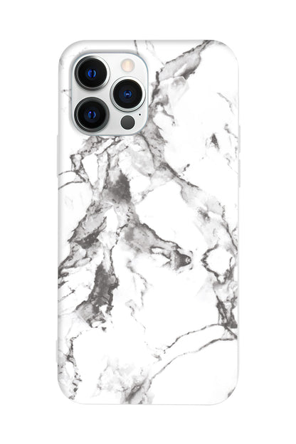 Beyaz Mermer 4 Lansman Model İçi Kadife Silikon Telefon Kılıfı