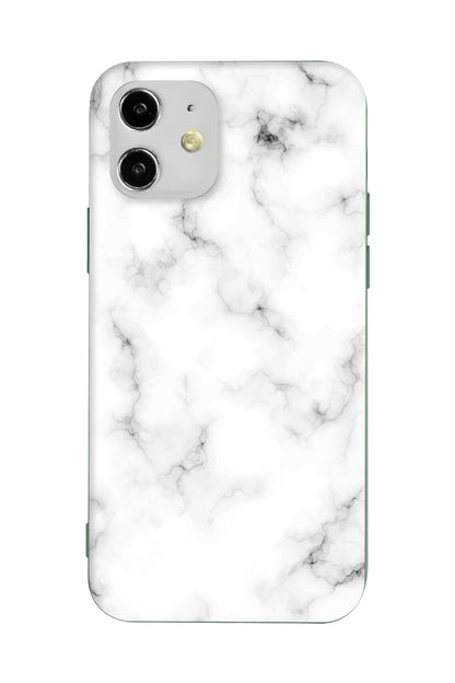 Beyaz Mermer 5 Lansman Model İçi Kadife Silikon Telefon Kılıfı