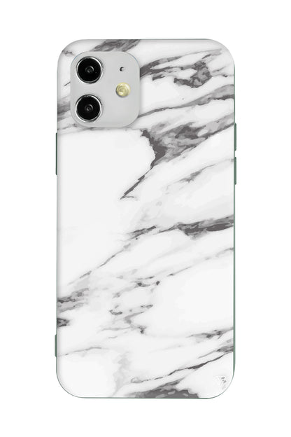 Beyaz Mermer 6 Lansman Model İçi Kadife Silikon Telefon Kılıfı