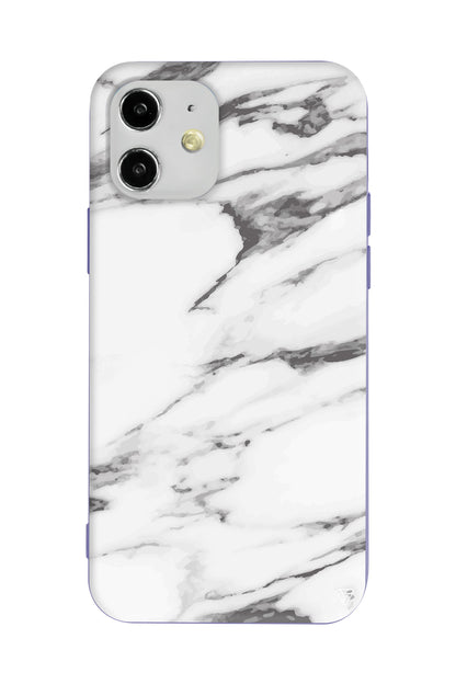 Beyaz Mermer 6 Lansman Model İçi Kadife Silikon Telefon Kılıfı