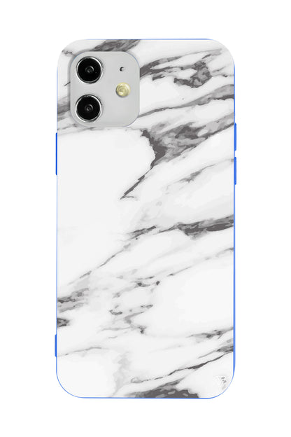 Beyaz Mermer 6 Lansman Model İçi Kadife Silikon Telefon Kılıfı