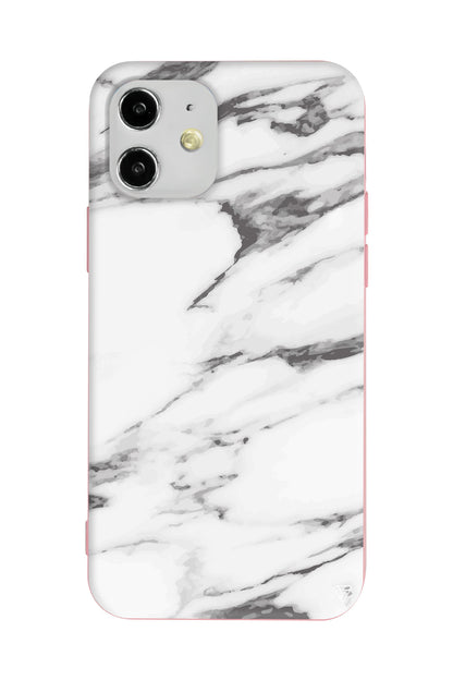 Beyaz Mermer 6 Lansman Model İçi Kadife Silikon Telefon Kılıfı