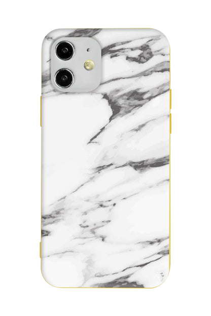 Beyaz Mermer 6 Lansman Model İçi Kadife Silikon Telefon Kılıfı