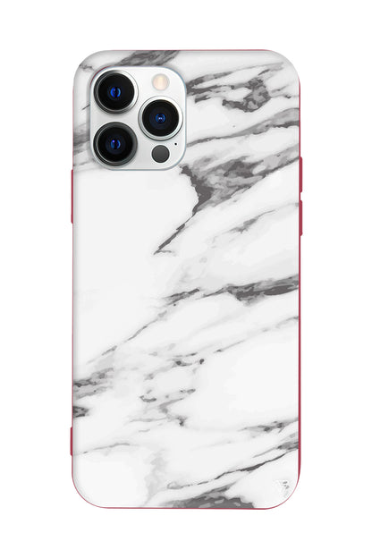 Beyaz Mermer 6 Lansman Model İçi Kadife Silikon Telefon Kılıfı