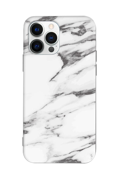 Beyaz Mermer 6 Lansman Model İçi Kadife Silikon Telefon Kılıfı