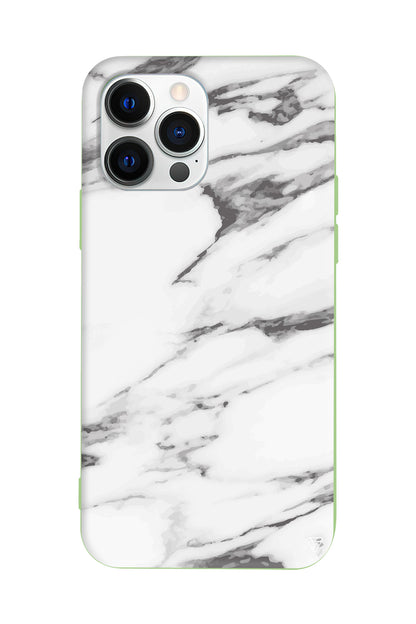Beyaz Mermer 6 Lansman Model İçi Kadife Silikon Telefon Kılıfı