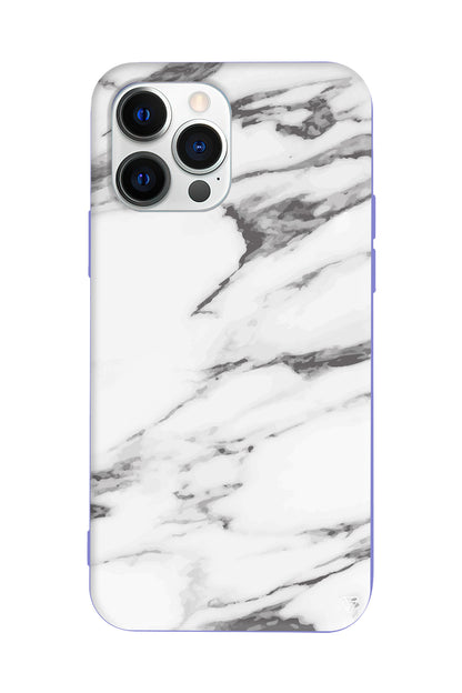 Beyaz Mermer 6 Lansman Model İçi Kadife Silikon Telefon Kılıfı