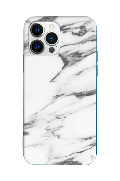 Beyaz Mermer 6 Lansman Model İçi Kadife Silikon Telefon Kılıfı