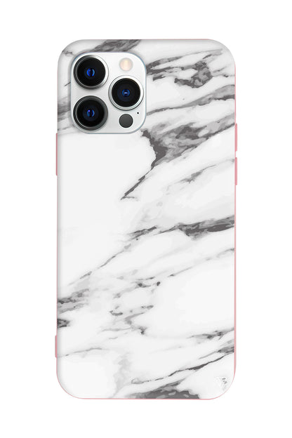 Beyaz Mermer 6 Lansman Model İçi Kadife Silikon Telefon Kılıfı