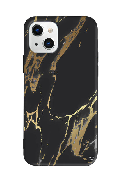 Siyah Mermer Lansman Model İçi Kadife Silikon Telefon Kılıfı – Plus Serisine Özel