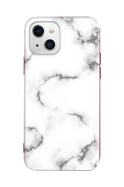 Catlak Beyaz Mermer Lansman Model İçi Kadife Silikon Telefon Kılıfı – Plus Serisine Özel