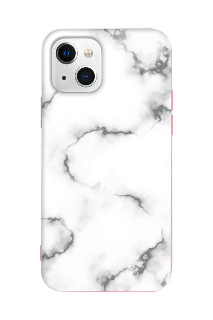Catlak Beyaz Mermer Lansman Model İçi Kadife Silikon Telefon Kılıfı – Plus Serisine Özel