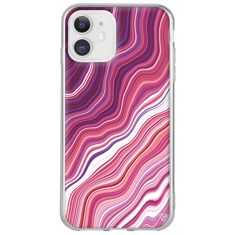 Pink Marble Lansman Model İçi Kadife Silikon Telefon Kılıfı