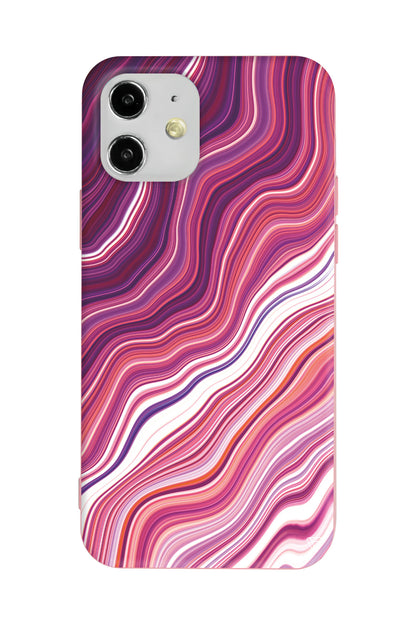 Pink Marble Lansman Model İçi Kadife Silikon Telefon Kılıfı