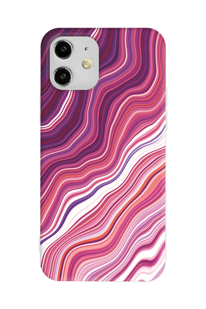 Pink Marble Lansman Model İçi Kadife Silikon Telefon Kılıfı