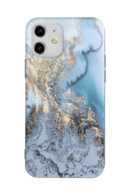 Gold and Cyan Lansman Model İçi Kadife Silikon Telefon Kılıfı