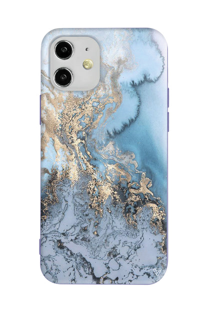 Gold and Cyan Lansman Model İçi Kadife Silikon Telefon Kılıfı