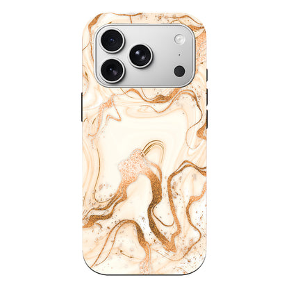 Gold Marble Lansman Model İçi Kadife Silikon Telefon Kılıfı