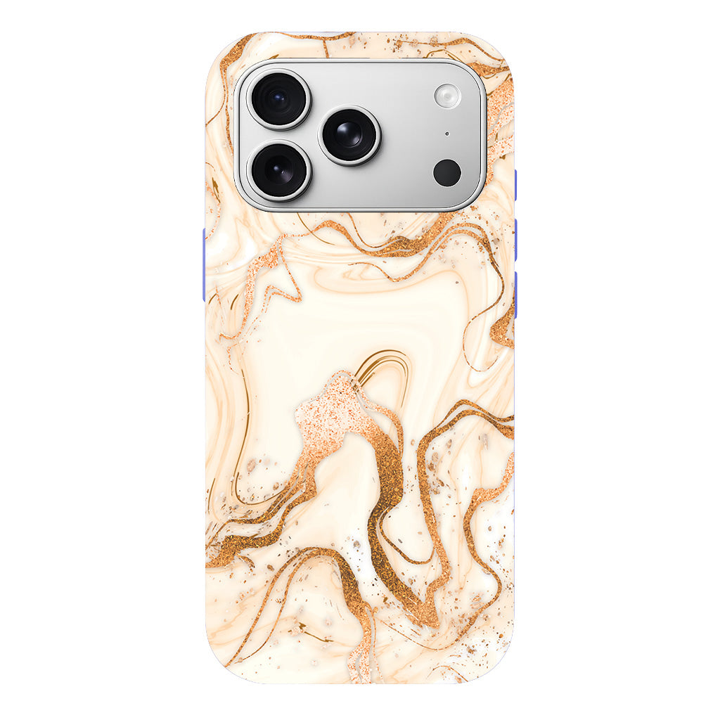 Gold Marble Lansman Model İçi Kadife Silikon Telefon Kılıfı