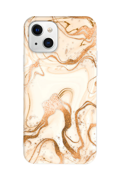 Gold Marble Lansman Model İçi Kadife Silikon Telefon Kılıfı – Plus Serisine Özel