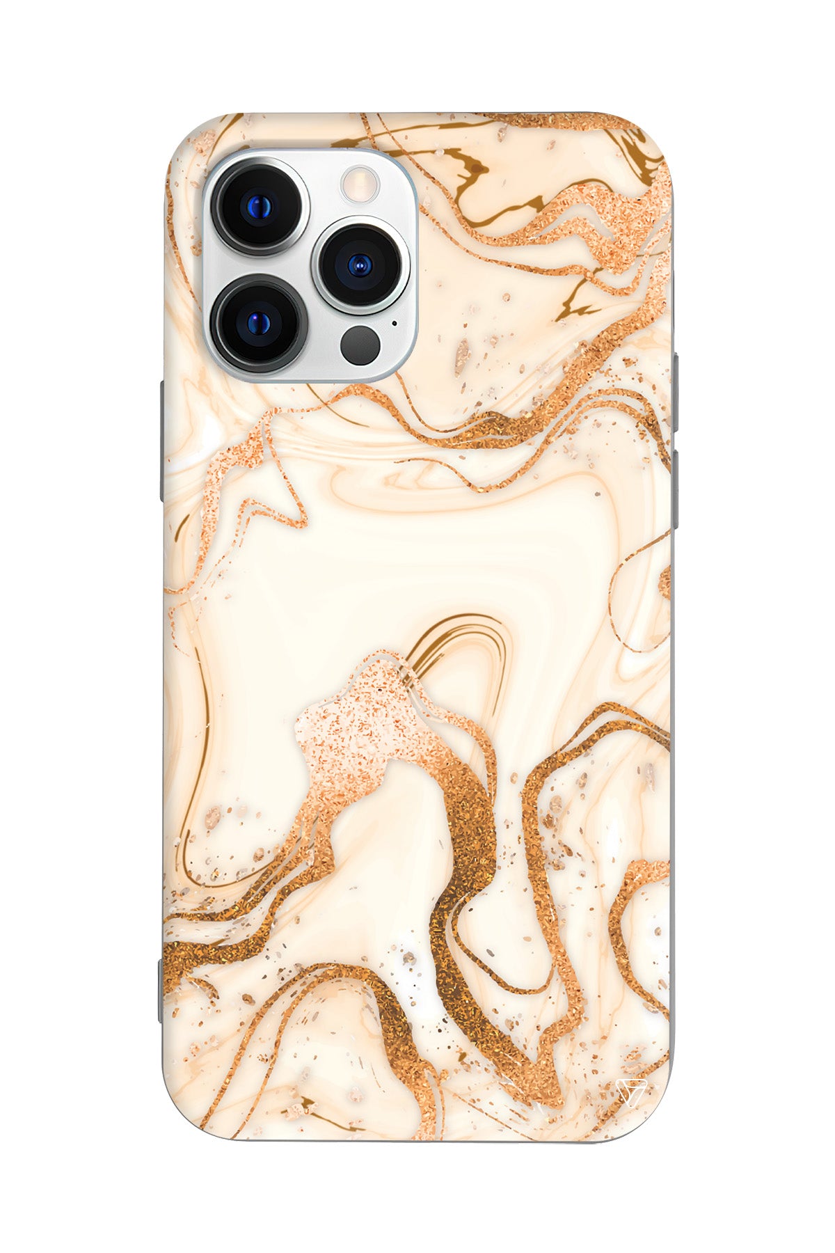 Gold Marble Lansman Model İçi Kadife Silikon Telefon Kılıfı