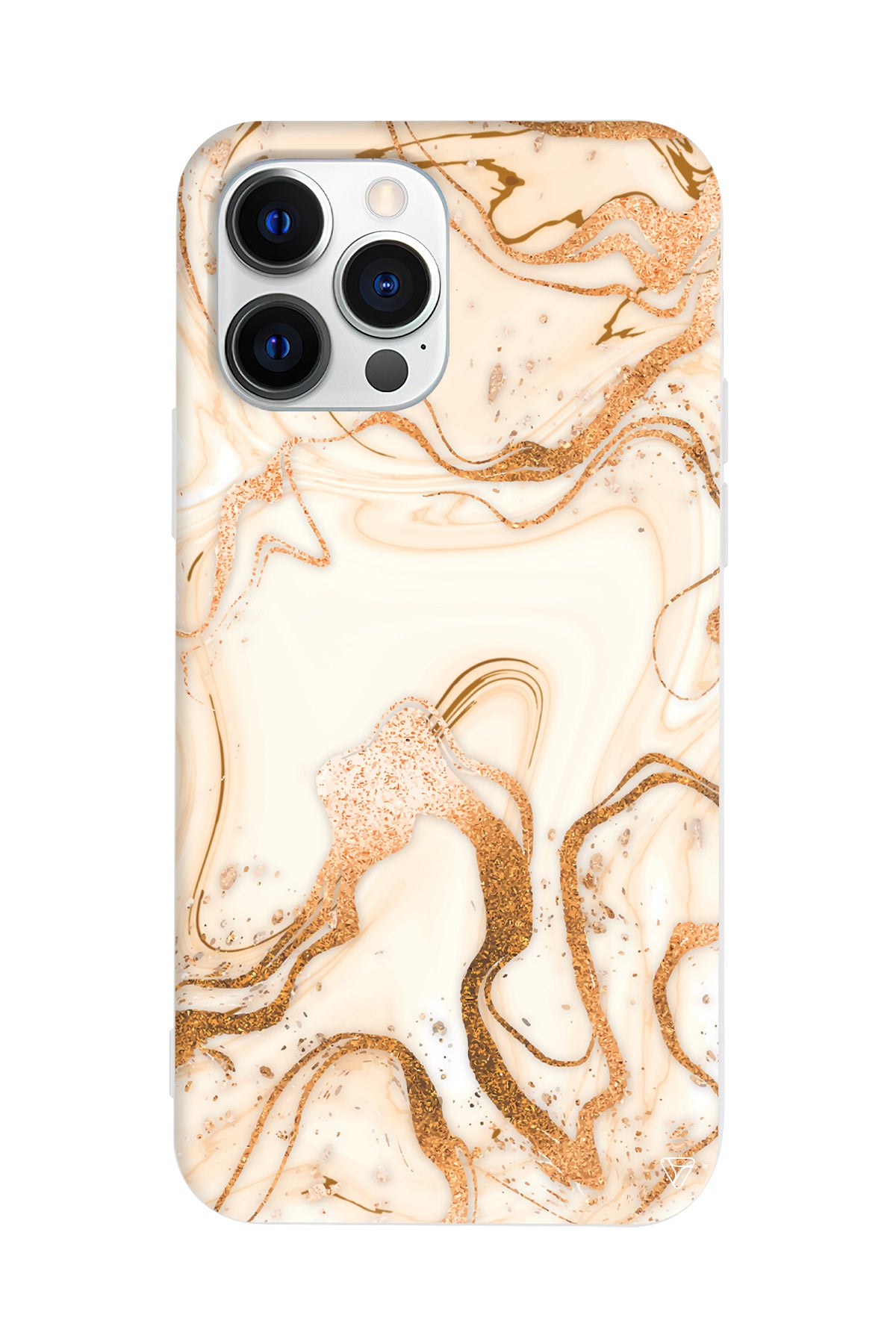 Gold Marble Lansman Model İçi Kadife Silikon Telefon Kılıfı