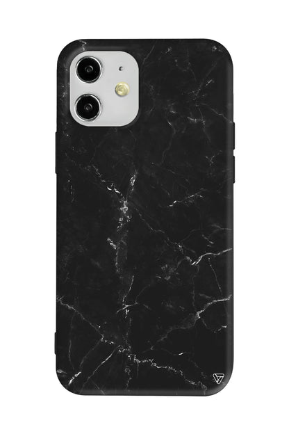 Black Marble Lansman Model İçi Kadife Silikon Telefon Kılıfı