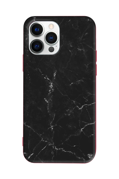 Black Marble Lansman Model İçi Kadife Silikon Telefon Kılıfı