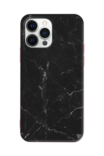 Black Marble Lansman Model İçi Kadife Silikon Telefon Kılıfı